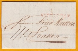 1828 (reign Of William 1st) Letter With 2 Page Text From Antwerpen Anvers To London, Londres, England, Angleterre - 1815-1830 (Dutch Period)