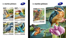 Niger 2018, Animals, Kingfisher, 4val In BF +BF IMPERFORATED - Albatros
