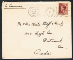 Sept. 1936 Mi 195 Sn 232 Yt 207 Sg 459 AFA 189 Freimarke König Edward  Gelaufen Auf Brief Siehe Scan - Lettres & Documents