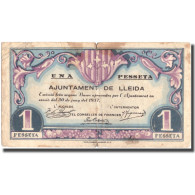Billet, Espagne, Lleida 1 Peseta, N.D, 1937, 1937, TB - Other & Unclassified