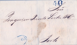 1842 , PORTUGAL PREFILATELIA , LISBOA - PORTO , CARTA CIRCULADA , MARCA Y PORTEO EN AZUL - ...-1853 Voorfilatelie