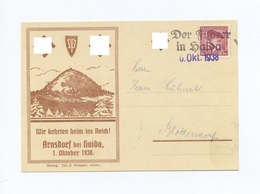 1938 Sudetenland Befreiungskarte Arnsdorf Bei  Haida Mit Tschech. Frankatur Und Befreiungsstempel Der Führer In Hayda - Région Des Sudètes