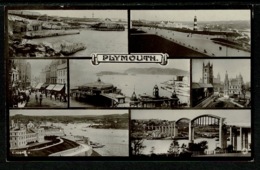 Ref 1251 - Early Real Photo Multiview Postcard - Plymouth 7 Views - Devon - Plymouth