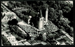 Ref 1251 - Real Photo Aerial Postcard - Brecon & Cathedral Round Tower - Breconshire Wales - Breconshire