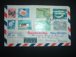 LR Par Avion Pour La FRANCE TP POISSONS 15 + 15 + 15 + TP 15 + TP PAPILLON 75 + TP FLEURS 15 + TP 15 + TP 15 OBL.11 X 67 - Covers & Documents