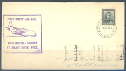 NZ - 3.10.1950 - FIRST FLIGHT -  FIRST DIRECT AIR MAIL WELLINGTON  SYDNEY - Lot 18760 - Briefe U. Dokumente