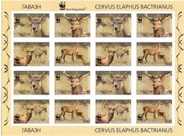 Tajikistan.2009 WWF. Deer. Imperf Sheetlet Of 16 (4x4)  Michel # 527-30b  Bg. - Tadjikistan