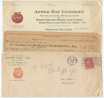 United States 1919 Advert Cover & Invoice St. Louis MO Apple Hat Co To Forkton KY - Storia Postale