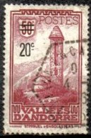 ANDORRE - 20 C. Sur 50 C. Lie-de-vin De 1935 Oblitéré TTB - Usati