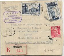 LETTRE RECOMMANDEE A.R. AFFRANCHIE N° 813 +N° 822 X 2 -CAD THURY - HARCOURT -CALVADOS - 1849 - 1921-1960: Modern Tijdperk