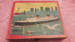 Boite De Cubes "Paquebot France" En L'état Voir Photos Vers 1960 - Jouets Anciens