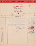 1936: Facture De ## Publicité KIDONE, Rue De Schaerbeek, 23, BXL. ## à ## La Maison Du Gant, Chaussée De Louvain, 11,... - 1900 – 1949
