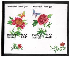 Tajikistan.2010 Flowers (Peony), Butterfly. Imperf Pair Of 2v.  Michel # 522-23b - Tadjikistan