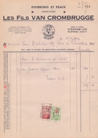 1932: Facture De ## Les Fils VAN CROMBRUGGE (DIEGHEM-LOO), BXL. ## à ## Mr. VAN MECHELEN, Rue Drootbeek, 165, BXL. ## - Kleidung & Textil