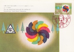 1968 International Youth Hostel Federation Japan Issue On Maxi-card, Commemorative Postmark Intl Youth Conference Tokyo - Cartoline Maximum