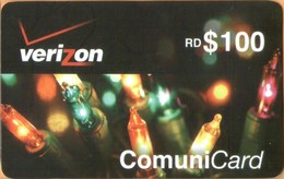Dominicana - DO-VER-012 ,Verizon, Mobile Refill, Christmas Lights, RD$ 100, Used - Dominicana