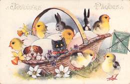 Joyeuses Pâques Florence House Poussins Chat Oeuf à La Coque Série Comique N° 3439 - Easter