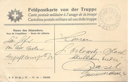 Feldpost Karte  "Verpfl.Komp. II/2" - Basel             1916 - Annullamenti