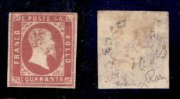 ANTICHI STATI - SARDEGNA - 1851 - 40 Cent (3) - Appena Corto In Alto A Sinistra - Gomma Originale - Ottimo Aspetto - Cer - Sonstige & Ohne Zuordnung