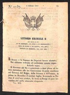 ANTICHI STATI - SARDEGNA - 1851 (8 Febbraio) - Decreto Di Autorizzazione E Esecuzione Delle Convezioni Di Posta Con Belg - Otros & Sin Clasificación