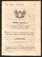 ANTICHI STATI - SARDEGNA - 1852 (15 Febbraio) - Privativa Della Posta Lettere E Della Posta Cavalli - Decreto 1330 - 20  - Autres & Non Classés