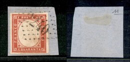 ANTICHI STATI - SARDEGNA - 2240 A Punti Di Marsiglia (P.ti 11) Su 40 Cent (16E) Su Frammento (885) - Sonstige & Ohne Zuordnung