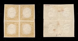 ANTICHI STATI - SARDEGNA - 1859 - Effigi Capovolte (postume) - 80 Cent (17Aa) - Blocco Di Quattro - Gomma Originale - Other & Unclassified