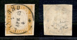 ANTICHI STATI - SARDEGNA - 1862 - 80 Cent (17Da) Usato A Livorno (4.4.63) - Raybaudi (800) - Autres & Non Classés