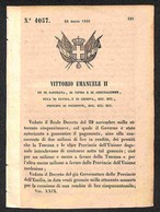 ANTICHI STATI - SARDEGNA - 1860 (28 Marzo) - R. Decreto 4057 - Assunzione Del Debito Delle Province Dell’Emilia E Della  - Other & Unclassified