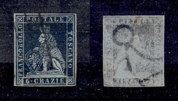 ANTICHI STATI - TOSCANA - 1851 - 6 Crazie (7c-carta Azzurra) Usato - Oliva (650) - Other & Unclassified