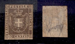 ANTICHI STATI - TOSCANA - 1860 - 10 Cent (19) - Gomma Originale - Corto A Sinistra E Stretto In Alto (8.000) - Altri & Non Classificati