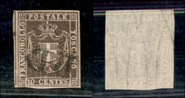 ANTICHI STATI - TOSCANA - 1860 - 10 Cent (19) Usato - Parte Di 2 Vicini Ai Lati - Cert. AG - Sonstige & Ohne Zuordnung