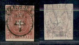 ANTICHI STATI - TOSCANA - 1860 - 40 Cent (21) Usato - Bordo Foglio In Basso Con Parte Di 2 Vicini Ai Lati - Diena + Cert - Other & Unclassified