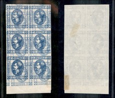 REGNO D'ITALIA - 1863 - Prova Di Stampa - 15 Cent (12) - Blocco Di Sei Bordo Foglio Con Decalco D’appoggio Al Recto - Se - Sonstige & Ohne Zuordnung