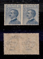REGNO D'ITALIA - 1908 - 25 Cent Michetti (83l) - Coppia Orizzontale Non Dentellata Al Centro - Gomma Integra - Cert. AG  - Autres & Non Classés