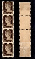 REGNO D'ITALIA - 1929 - 10 Cent Imperiale (245e) - Striscia Verticale Di Quattro Su Carta Ricongiunta - Gomma Integra (4 - Sonstige & Ohne Zuordnung