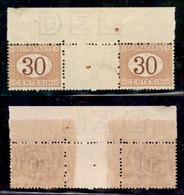 REGNO D'ITALIA - 1890 - Segnatasse - 30 Cent (23) - Coppia Orizzontale Bordo Foglio Con Interspazio Al Centro (con Foro  - Sonstige & Ohne Zuordnung