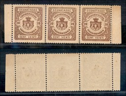 REGNO D'ITALIA - 1870 - Saggi - Segnatasse - 20 Cent (Unificato 68) - Striscia Di Tre - Gomma Integra - Autres & Non Classés