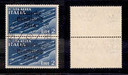 OCCUPAZIONI - ZARA - 1943 - 2 Lire (6-Aerea) - Coppia Verticale Usata (300) - Autres & Non Classés