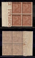 COLONIE ITALIANE - ERITREA - 1893 - 2 Cent (2 Varietà) In Quartina - Bordo Foglio Con Soprastampa Spostata In Alto - Gom - Altri & Non Classificati