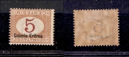 COLONIE ITALIANE - ERITREA - 1920 - Segnatasse - 5 Cent (14a) Con Cifra E Soprastampa Capovolte (750) - Other & Unclassified