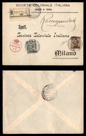 COLONIE ITALIANE - LIBIA - 5 Cent (3) + 40 Cent (8) - Raccomandata Da Tripoli A Milano Del 9.7.17 - Sorani - Autres & Non Classés