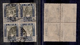 COLONIE ITALIANE - LIBIA - 1921 - 10 Lire Pittorica (32) In Quartina - Usata A Tripoli N.2 - Autres & Non Classés