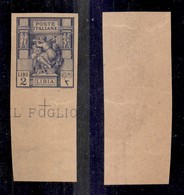 COLONIE ITALIANE - LIBIA - 1924 - Prova - 2 Lire Azzurro Oltremare (tipo 43) Non Dentellato - Bordo Foglio - Senza Gomma - Autres & Non Classés