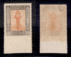 COLONIE ITALIANE - LIBIA - 1924 - 15 Cent Pittorica (48o) Non Dentellato In Basso - Gomma Originale - Ottimamente Centra - Altri & Non Classificati