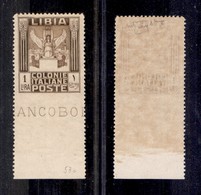 COLONIE ITALIANE - LIBIA - 1924/1929 - 1 Lira Pittorica (53o) Bordo Foglio - Non Dentellato In Basso - Gomma Integra - O - Autres & Non Classés