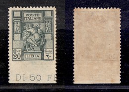 COLONIE ITALIANE - LIBIA - 1926 - 20 Cent Sibilla (54d) Bordo Foglio - Non Dentellato In Basso - Gomma Originale (650) - Other & Unclassified
