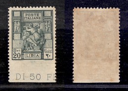 COLONIE ITALIANE - LIBIA - 1926 - 20 Cent Sibilla (54d) Bordo Foglio - Non Dentellato In Basso - Gomma Originale (650) - Autres & Non Classés