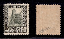 COLONIE ITALIANE - LIBIA - 1927 - 50 Cent Pittorica (64) - Gomma Integra - Cert. Sorani (3.750) - Autres & Non Classés