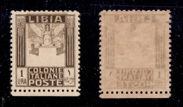 COLONIE ITALIANE - LIBIA - 1926/1930 - 1 Lira (65b) Bordo Foglio - Con Centro Spostato In Alto (4 Mm.) - Gomma Originale - Autres & Non Classés